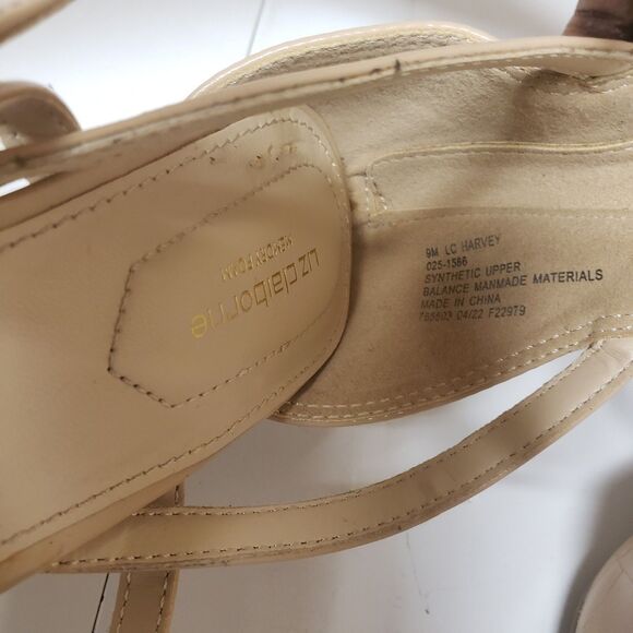 Liz Claiborne Faux Croc Tan Strap Pointy Toe Zip Accent Stiletto Sz 9M PO Exc - Picture 3 of 12